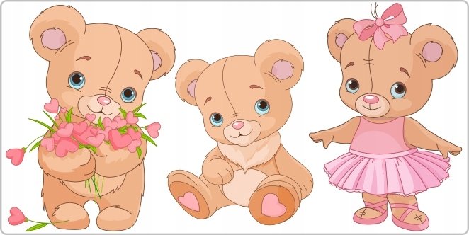 Naklejka na ścianę dla dzieci - Miś, Misie 22, 200x100 cm