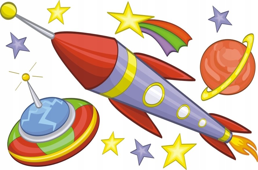 Kosmos Rakieta UFO - zestaw naklejek Pojazdy 261, 120x80 cm