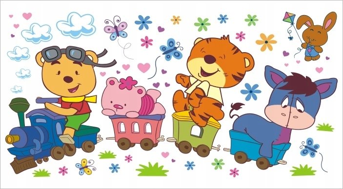 Naklejka Wesoły pociąg 5 - Kubuś nie puchatek, 200x100 cm