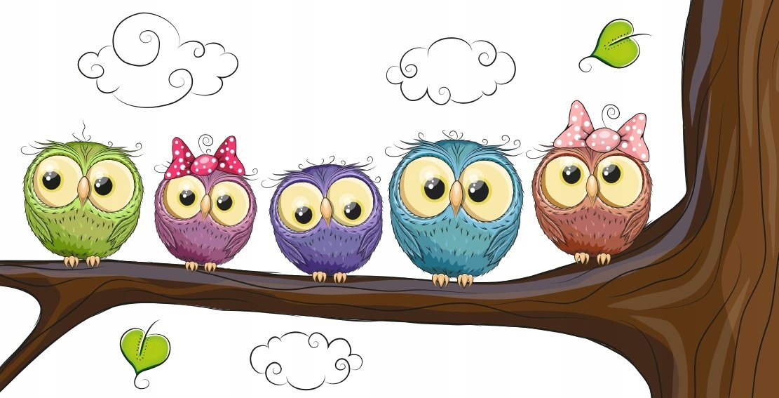 Naklejki dla chłopca dziewczynki Sowy sówki 311, 200x100 cm