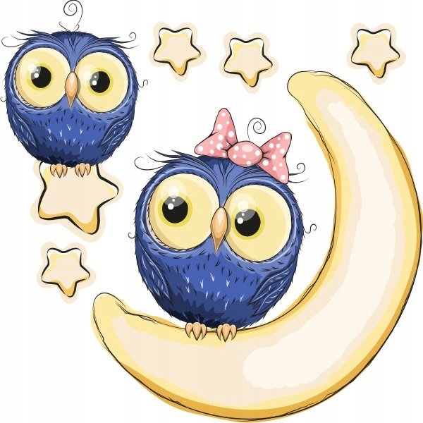 Naklejki dla dzieci 70cm Sówki na księżycu 2, 70x70 cm