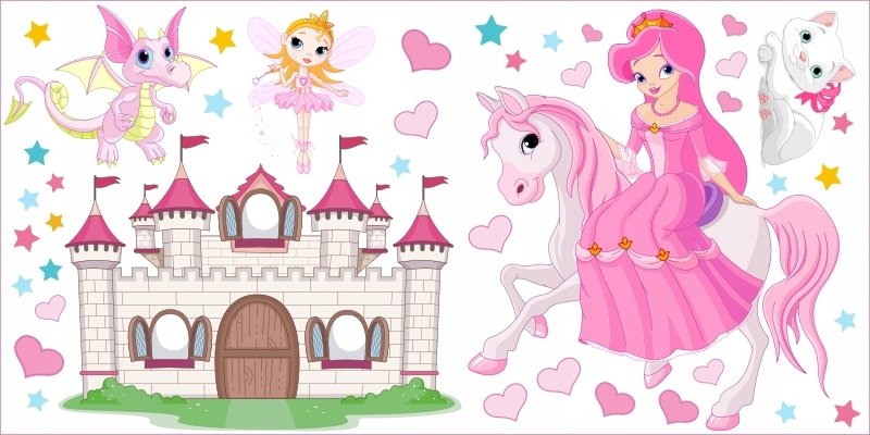 Naklejki dla dzieci 150cm zamek Księżniczka 6, 150x75 cm