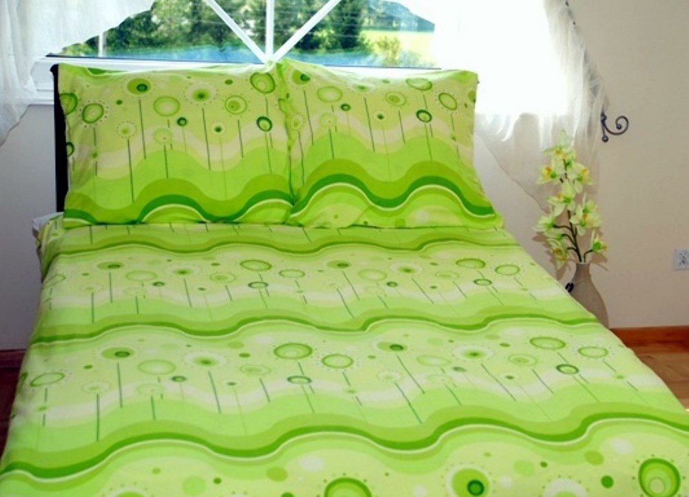 Pościel z kory 180x200 Lizaki zielone na guziki 100% bawełna gruba