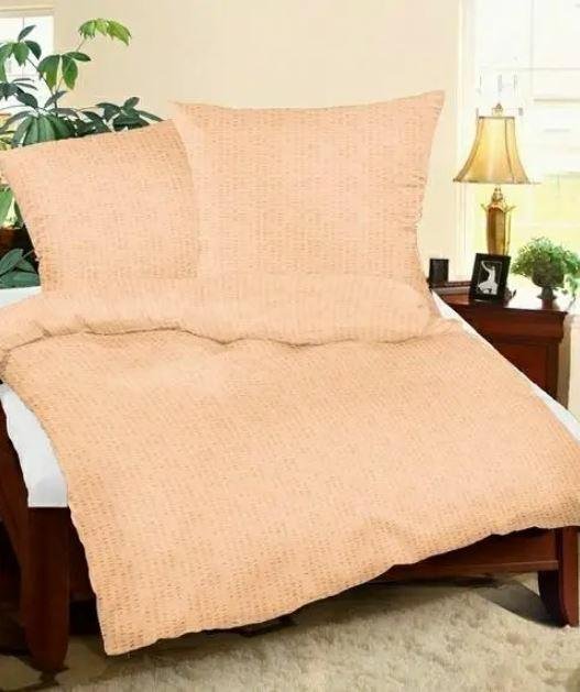 Pościel z kory 200x220 morelowa jednobarwna 100% bawełna guziki