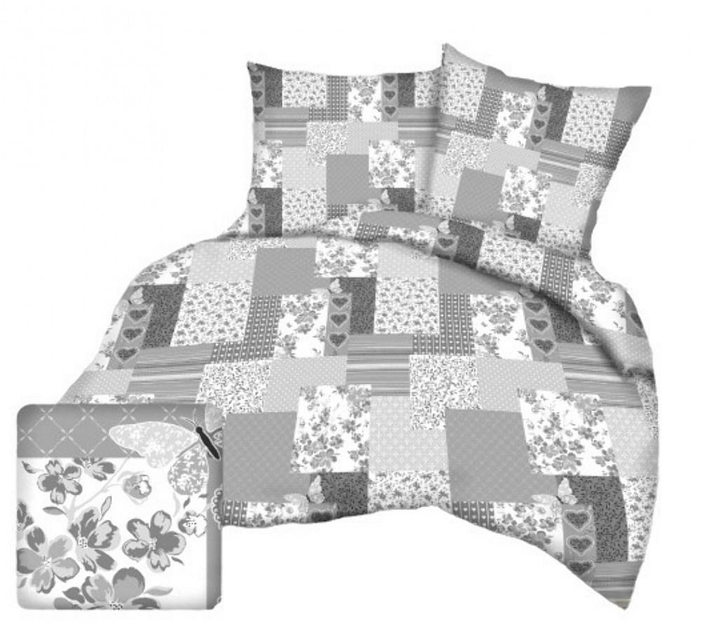 Pościel z kory 160x200 szara serca kwiaty paczłork Kora 23