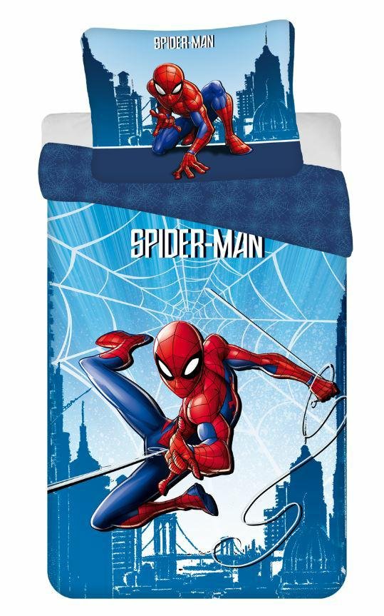 Pościel 140X200 Spider-Man Człowiek Pająk Niebieska Poszewka 50X70 Jf 02