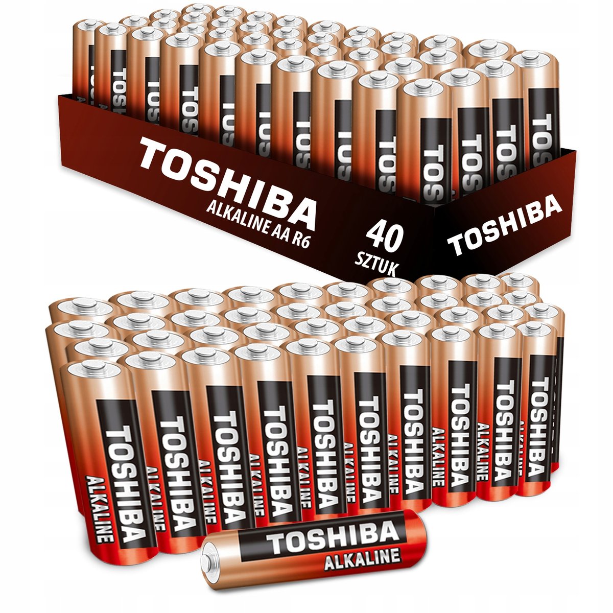 Zestaw 20 x Baterie Alkaliczne TOSHIBA RED ALKALINE LR6 AA 1,5V FOLIA 2szt