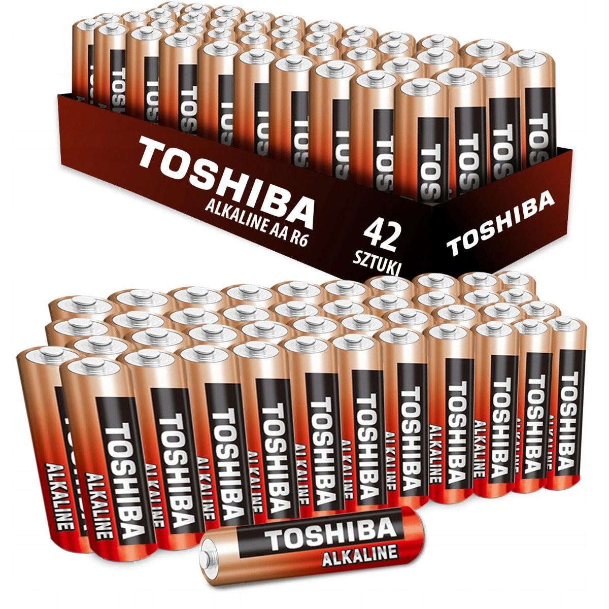 Zestaw 42x Baterie Alkaliczne TOSHIBA RED ALKALINE LR6 AA 1,5V