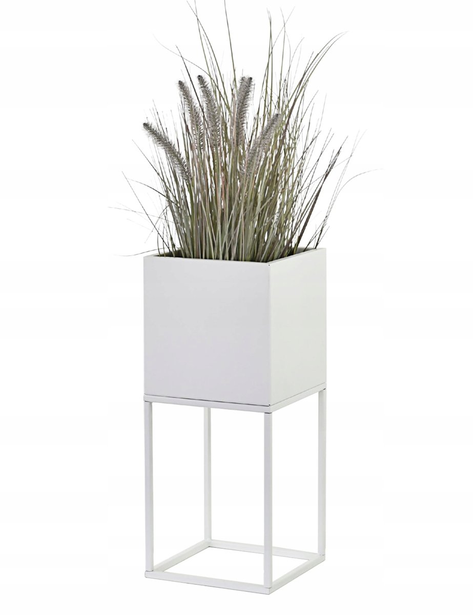 Kwietnik osłonka stojak Lorient 20x20x47 cm metalowy biały loft