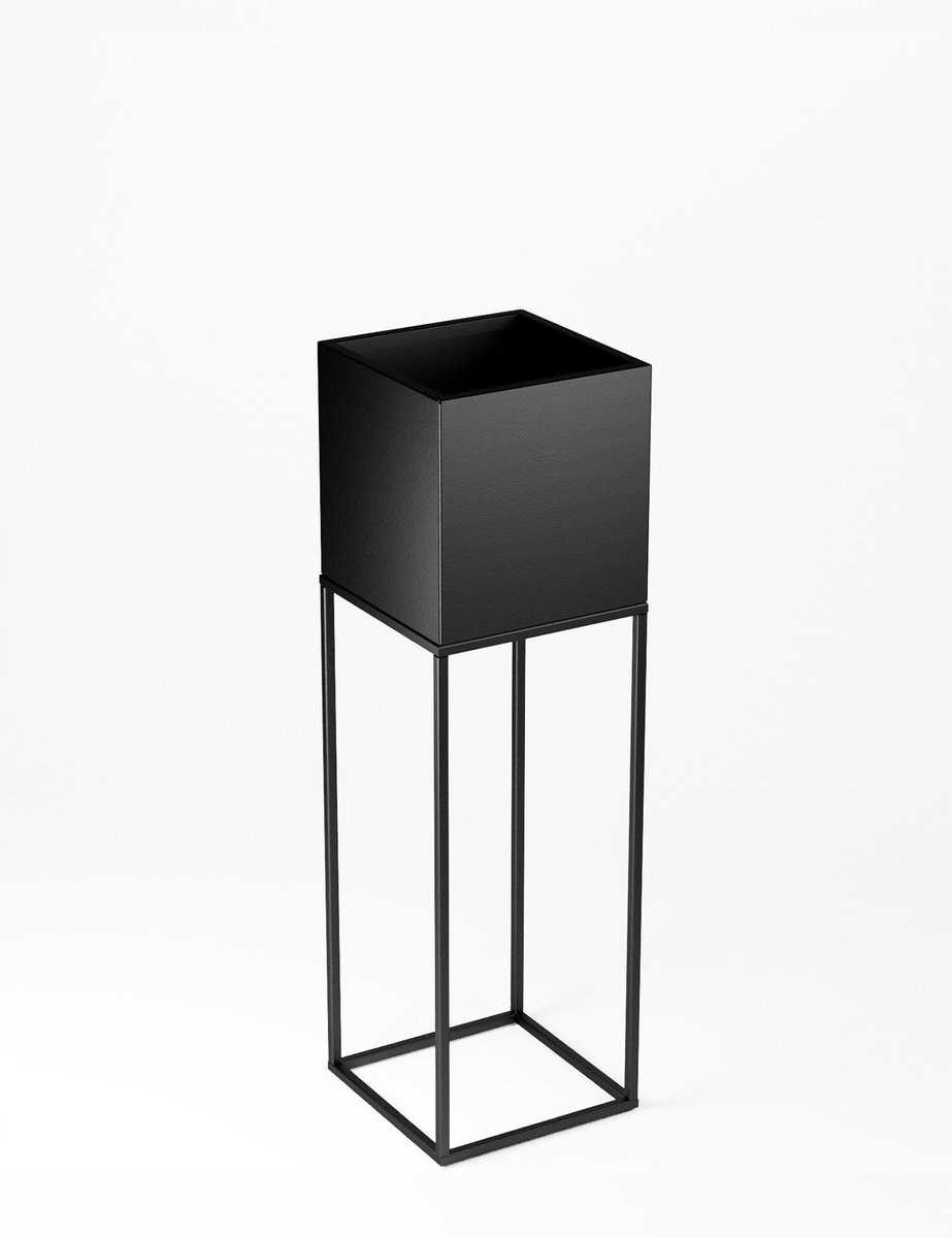 Kwietnik osłonka stojak Lorient 20x20x67 cm metalowy czarny loft
