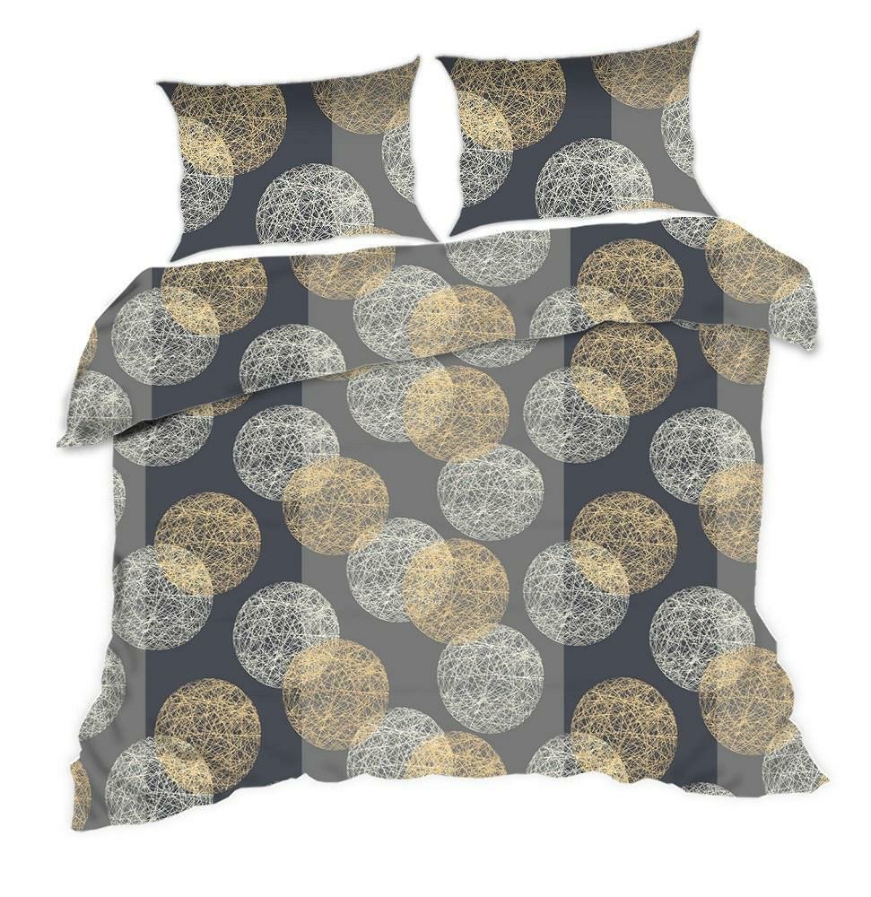 Pościel 160x200 kłębek szara brązowa Classic