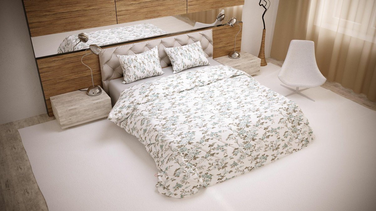 Pościel 220x200 Kwiatki biała szara oliwkowa poszewki 2x70/80 Luxury 01