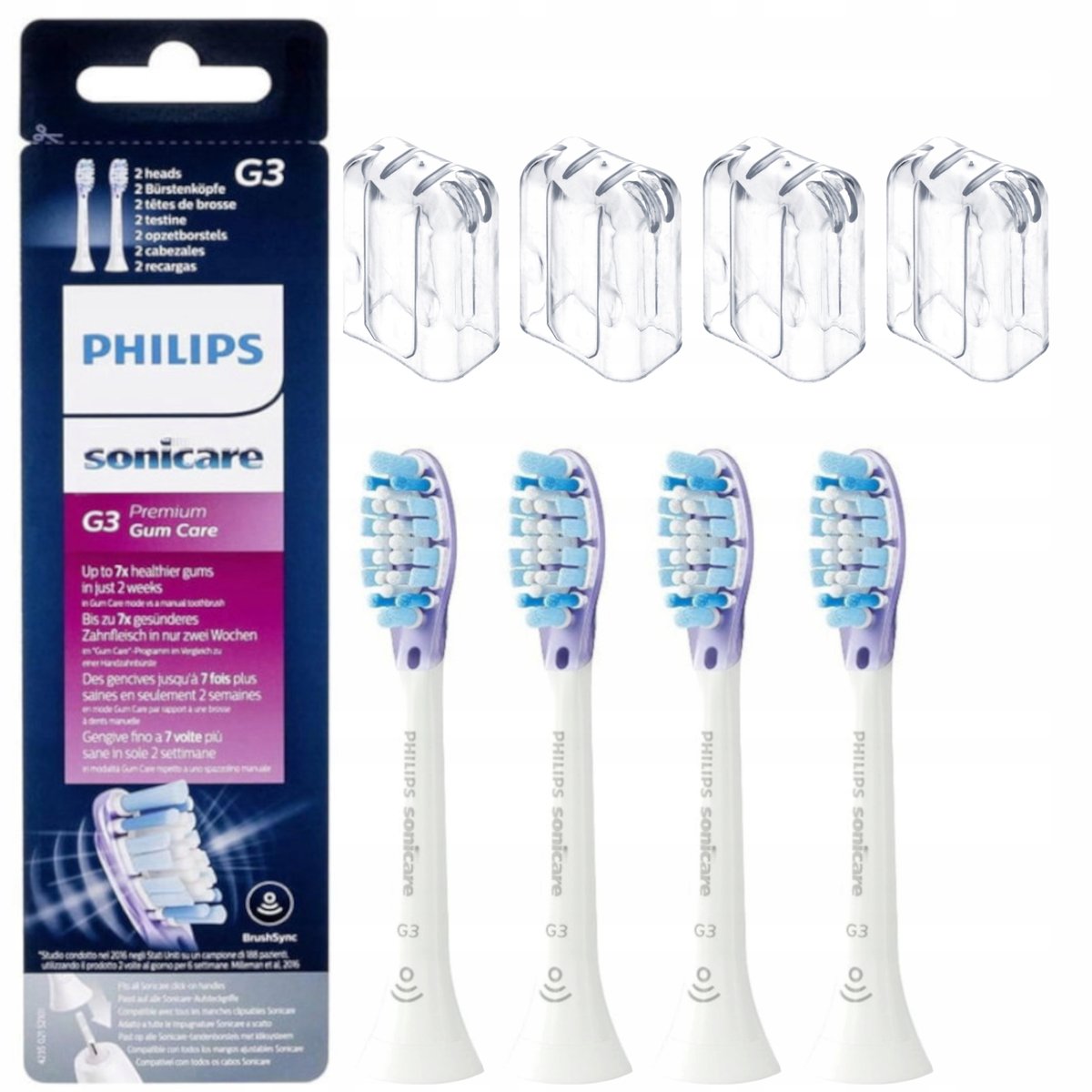 4X Końcówki Philips Sonicare G3 Gum Care Hx9054/33