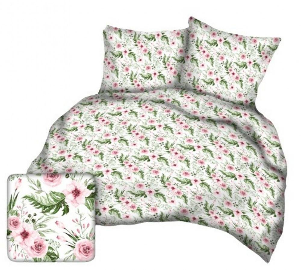 Pościel z kory 200x220 biała różowa kwiatki Kora 23