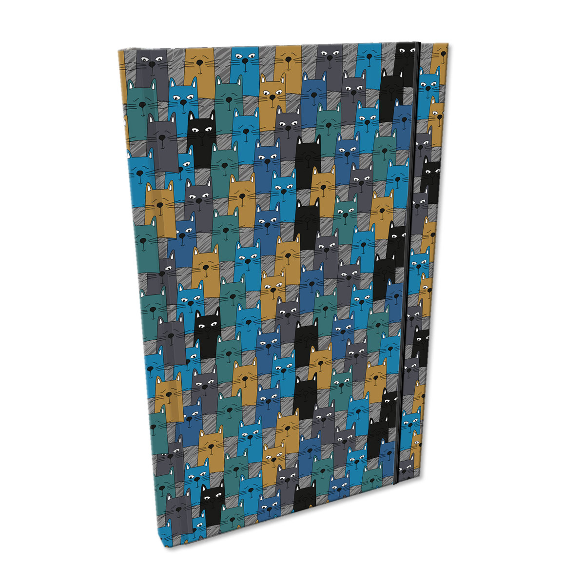 Elegancki notes notatnik A5 z gumką soft touch w kratkę kocury papier chamois