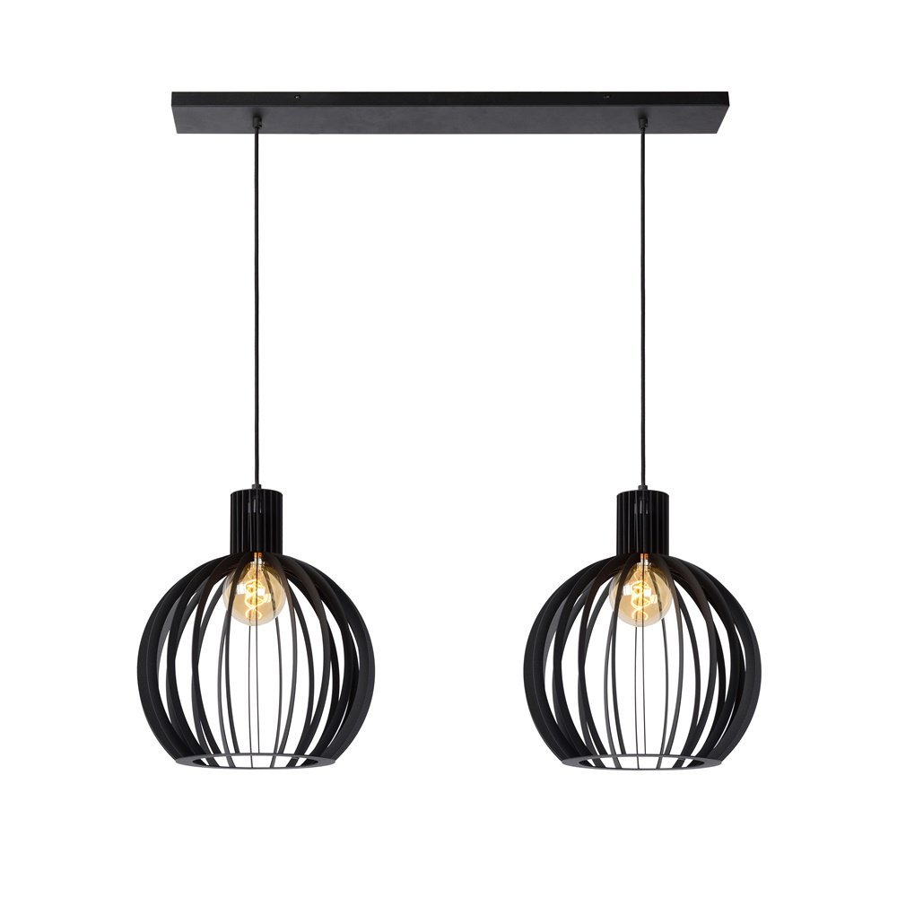 Lucide Mikaela 73400/02/30 lampa wisząca zwis 2x60W E27 czarna