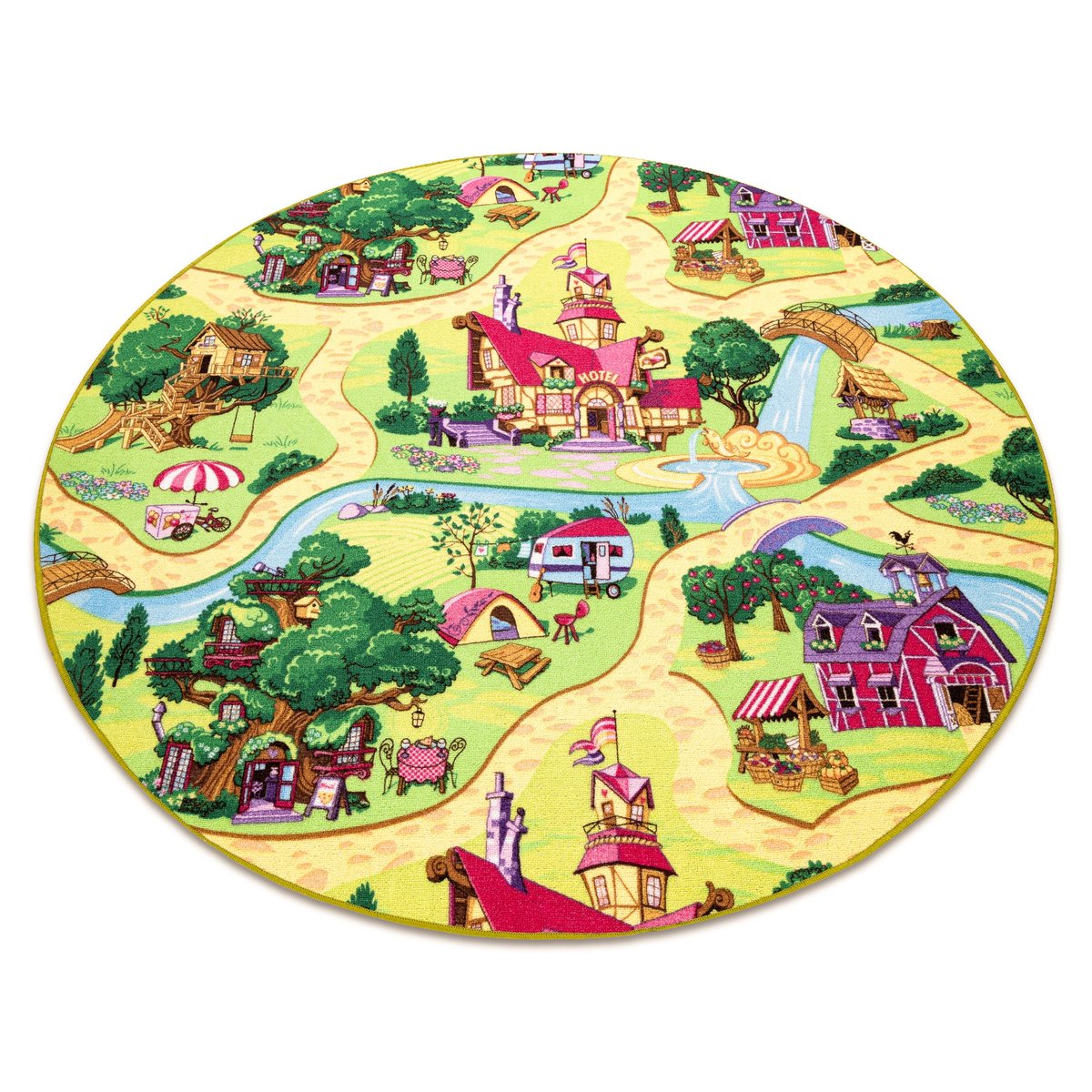 DYWAN koło CANDY TOWN dziecięcy, dla dzieci, uliczki, miasteczko, koło 170 cm