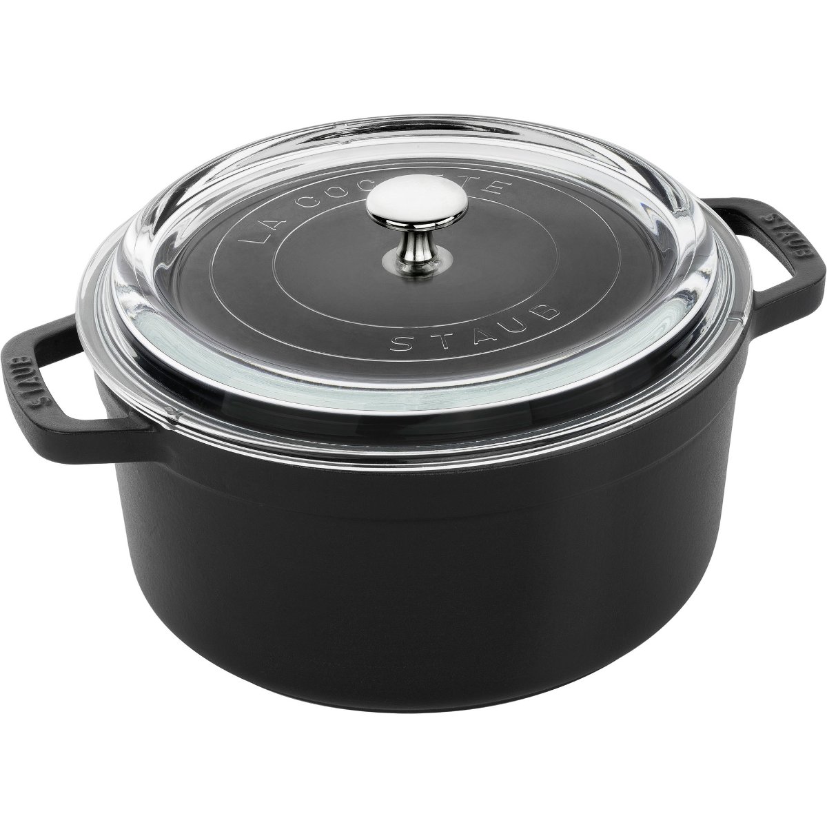 Staub, Garnek żeliwny okrągły ze szklaną pokrywką 3.8 l, Czarny