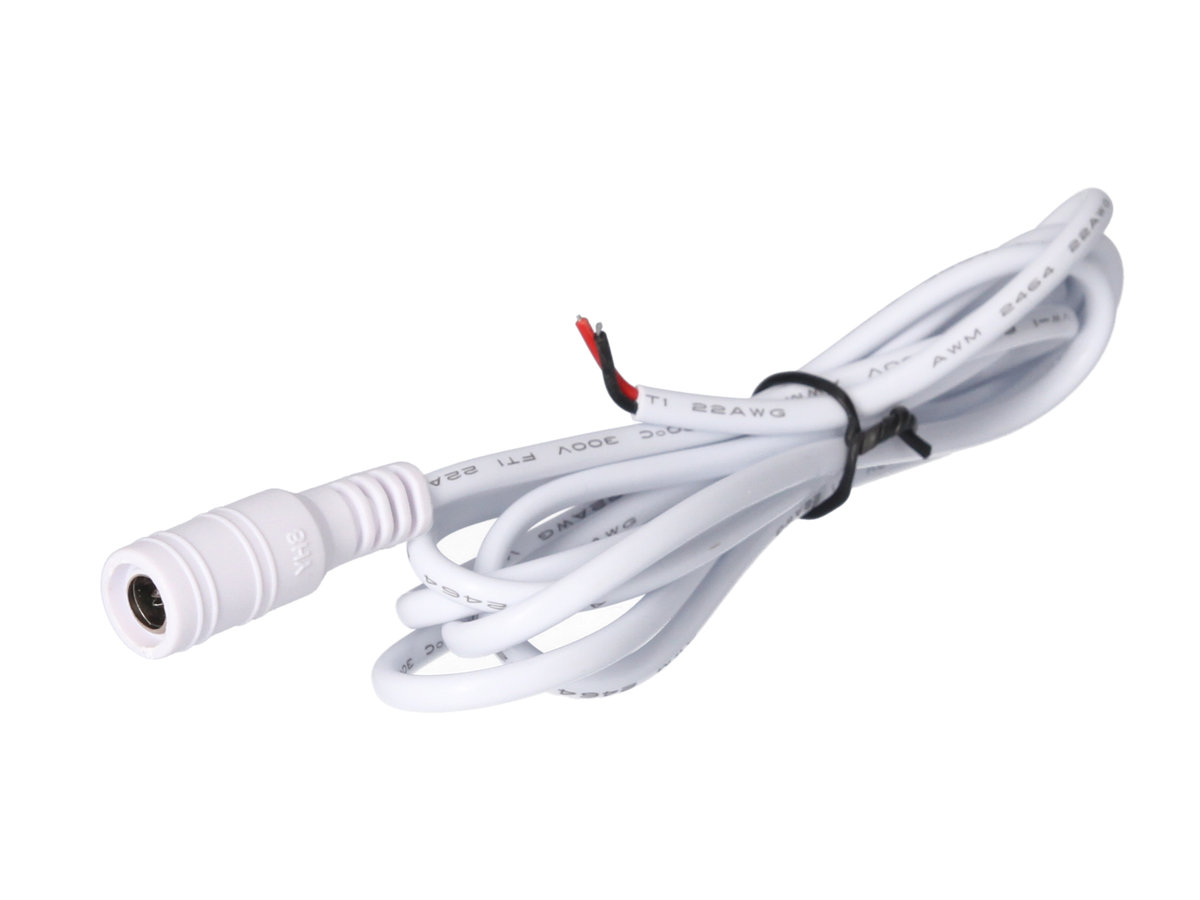 Gniazdo DC 5.5x2.1 przewód biały 150cm 22awg