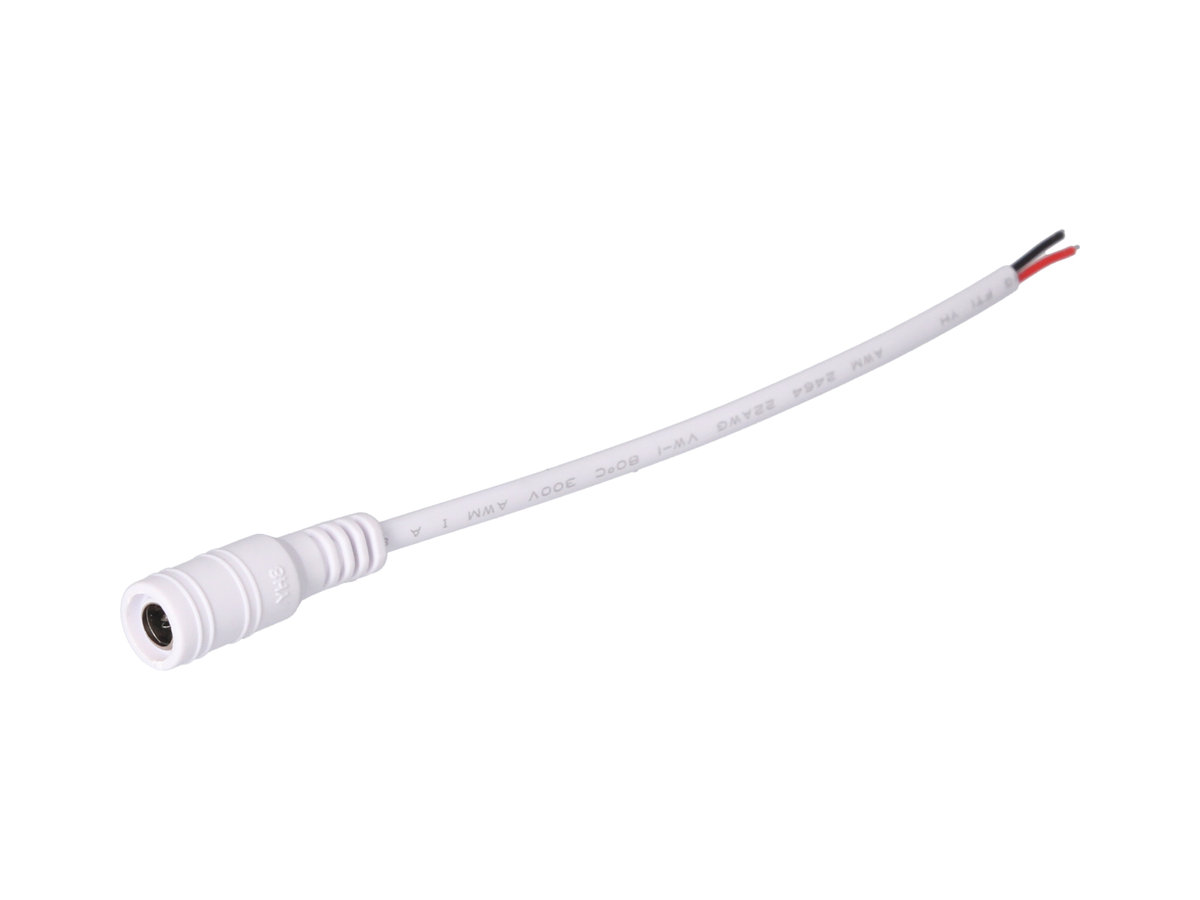 Gniazdo DC 5.5x2.1 przewód biały 15cm 22awg