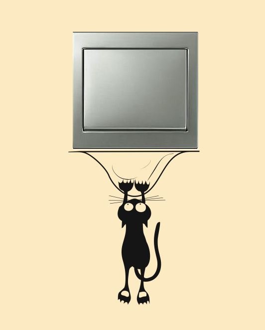 Naklejka na włącznik wiszący kotek