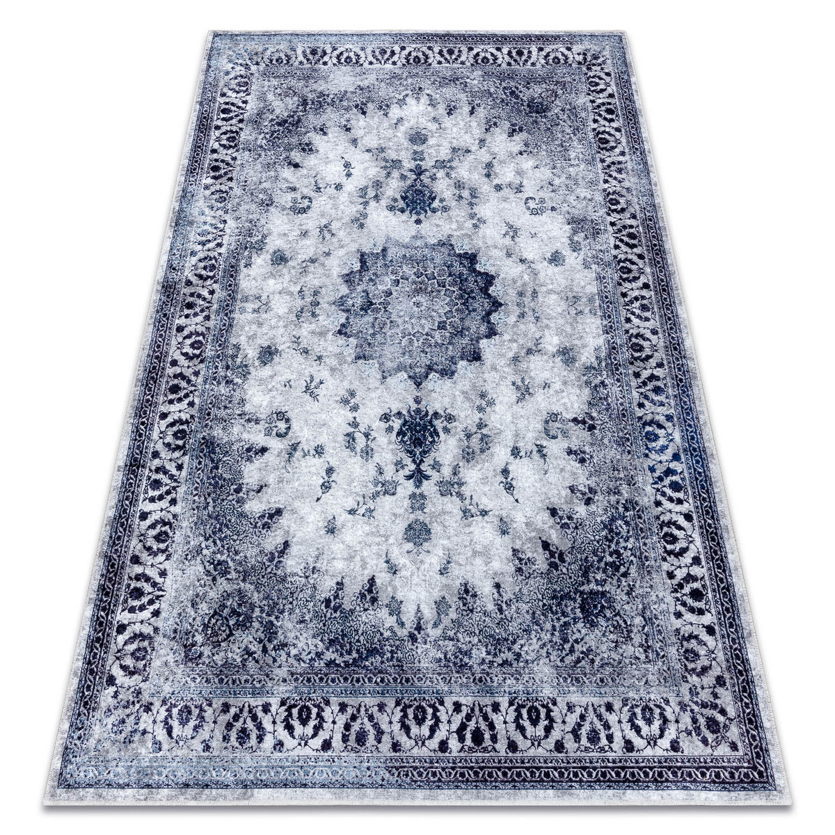 Dywan do prania MIRO 51822.812 Rozeta, ramka antypoślizgowy - granat, 160x220 cm