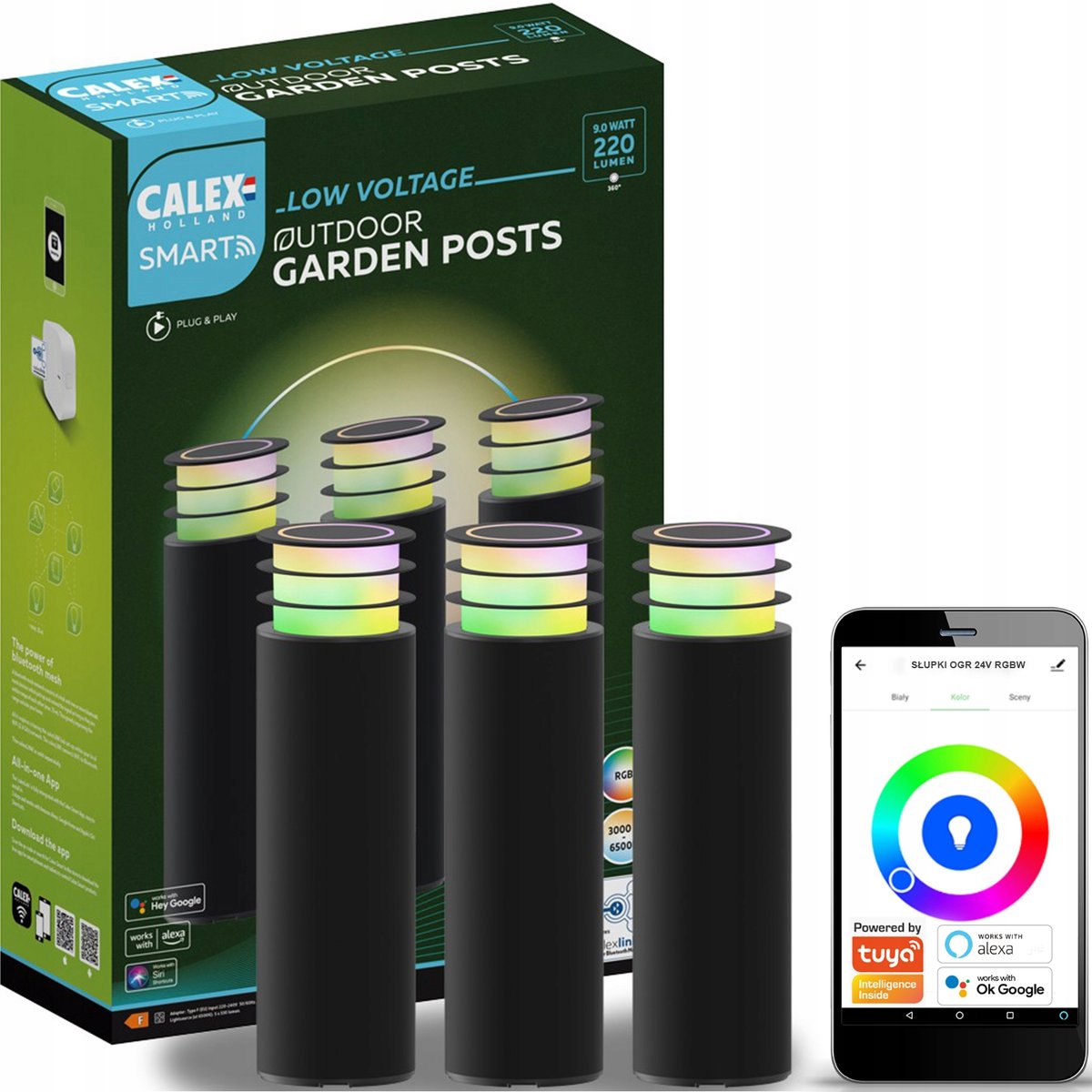 Calex Smart Outdoor Garden Post, CCT, RGB, 3-pkt.