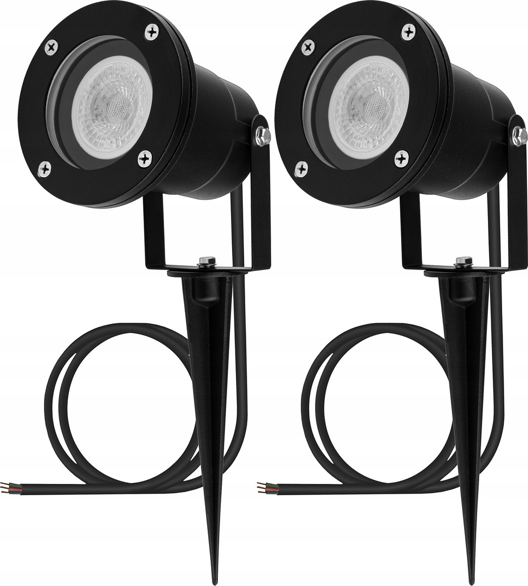 2x Lampa Ogrodowa Wbijana LED GU10 IP54 WODOSZCZELNA Czarna z Przewodem 1m HORTI LUMILED