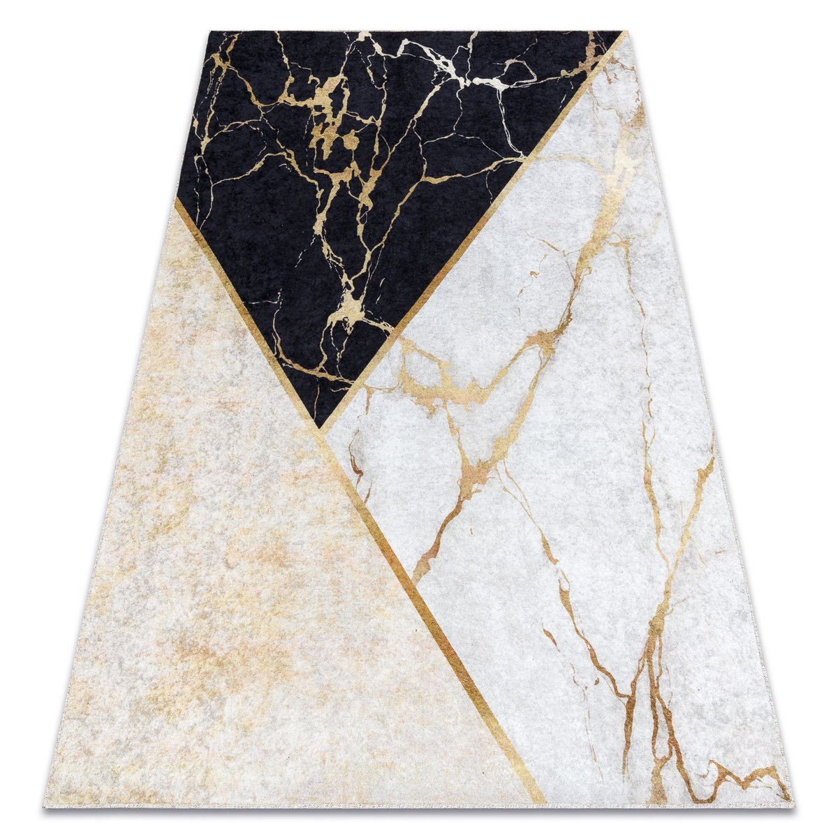 Dywan do prania MIRO 52103.801 Marmur, geometryczny antypoślizgowy - złoty, 120x170 cm