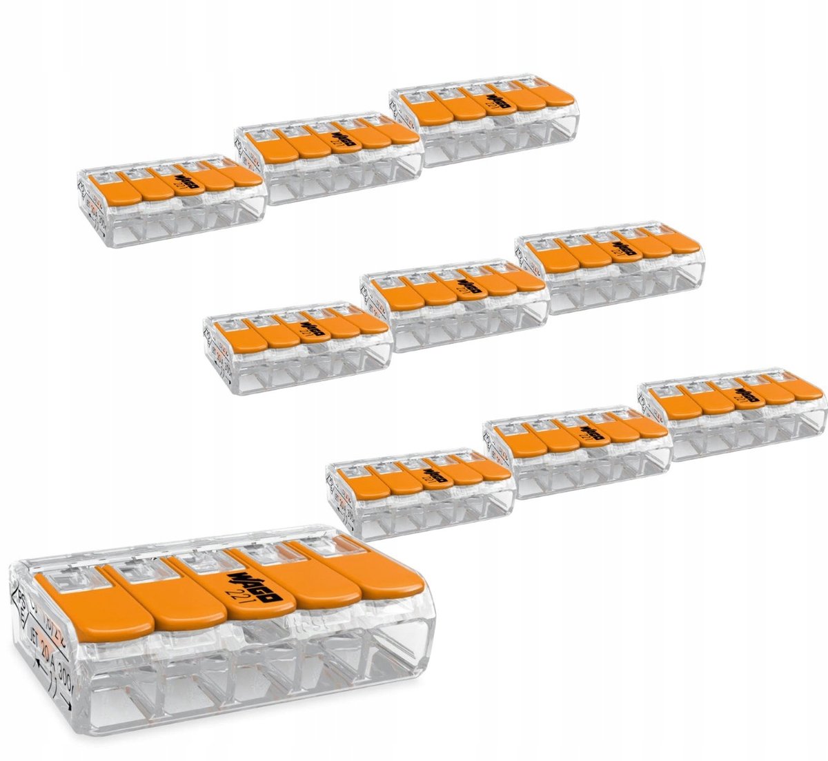 10x Złączka Instalacyjna Szybkozłączka WAGO 221-415 na PRZEWÓD 5x0,2-4mm