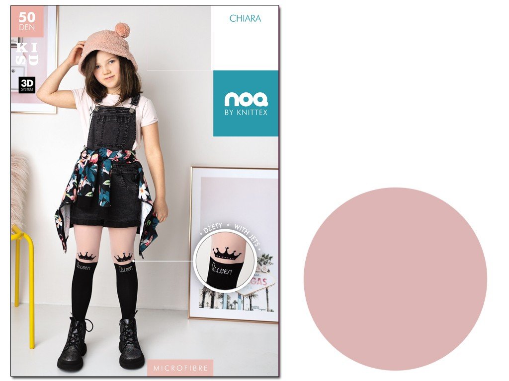 Rajstopy dziecięce jak podkolanówki QUEEN 116-122 Cotton candy