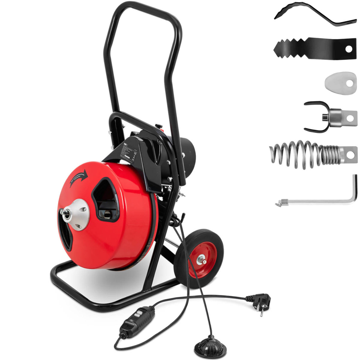 MSW Przepychacz do rur z bębnem i kółkami - 390 W - 1486 obr./min - Ø32-100 mm MSW-DCM-05