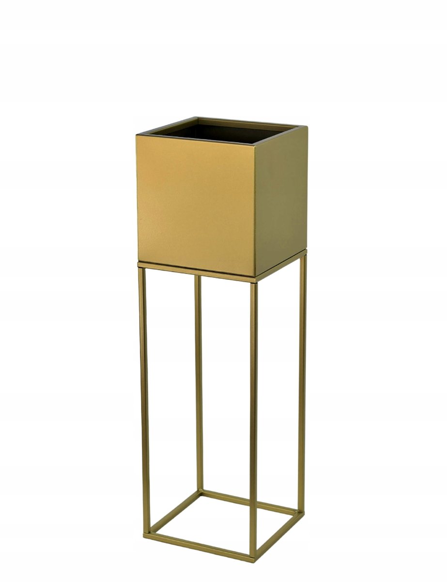 Kwietnik osłonka stojak Lorient 20x20x67 cm metalowy złotyi loft