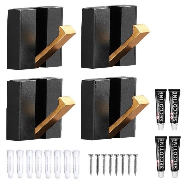 4X Wieszak Haczyk Na Ręcznik Łazienkowy Składany Loft Alu Klej Złoty 1