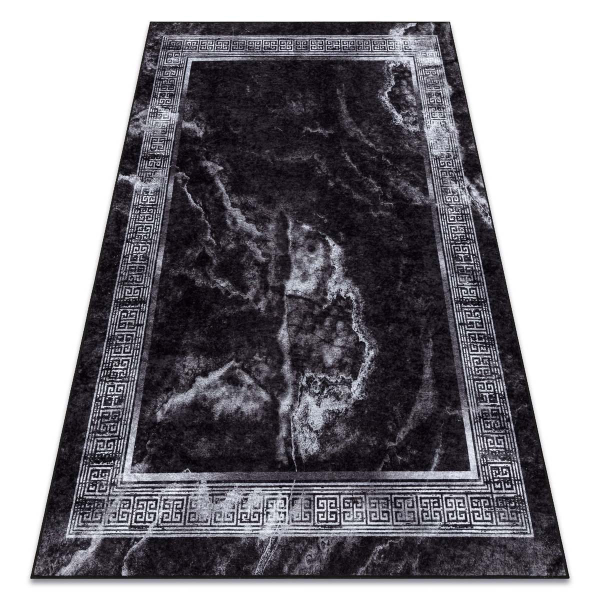 Dywan do prania MIRO 51278.810 Marmur, grecki antypoślizgowy - czarny / biały, 160x220 cm