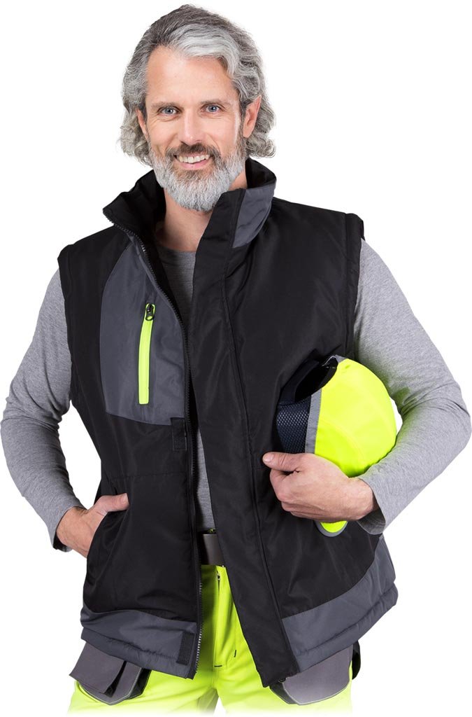 Bezrękawnik ochronny ocieplany czarno-szary roz.3XL