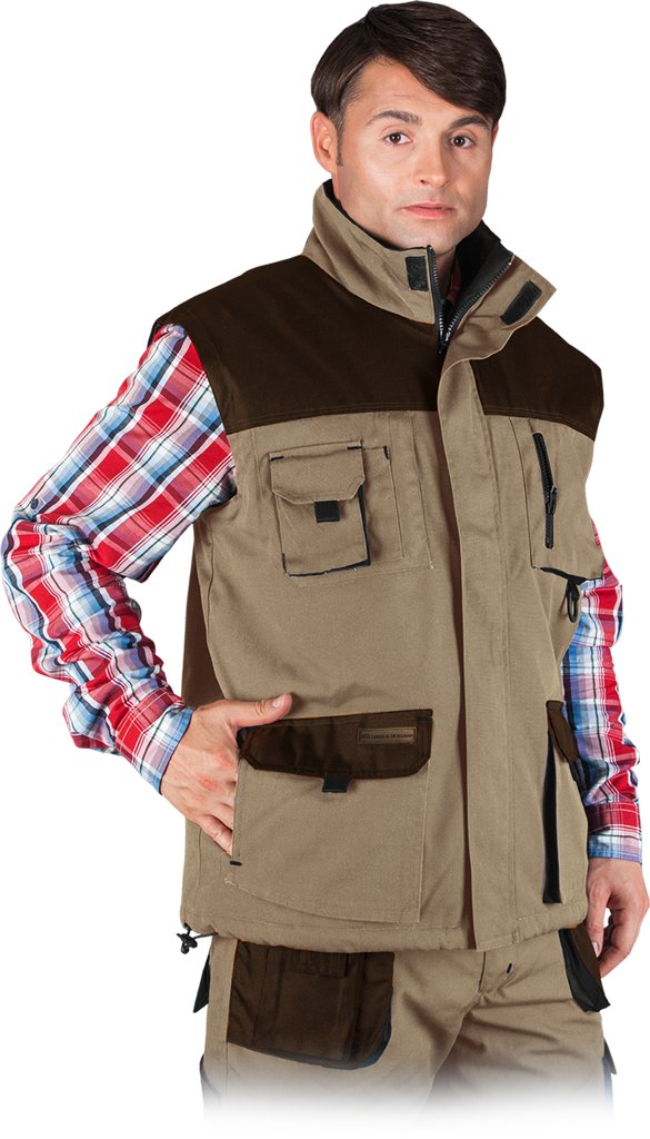 Bezrękawnik ochronny ocieplany beżowo-brązowo-czarny roz.XXL