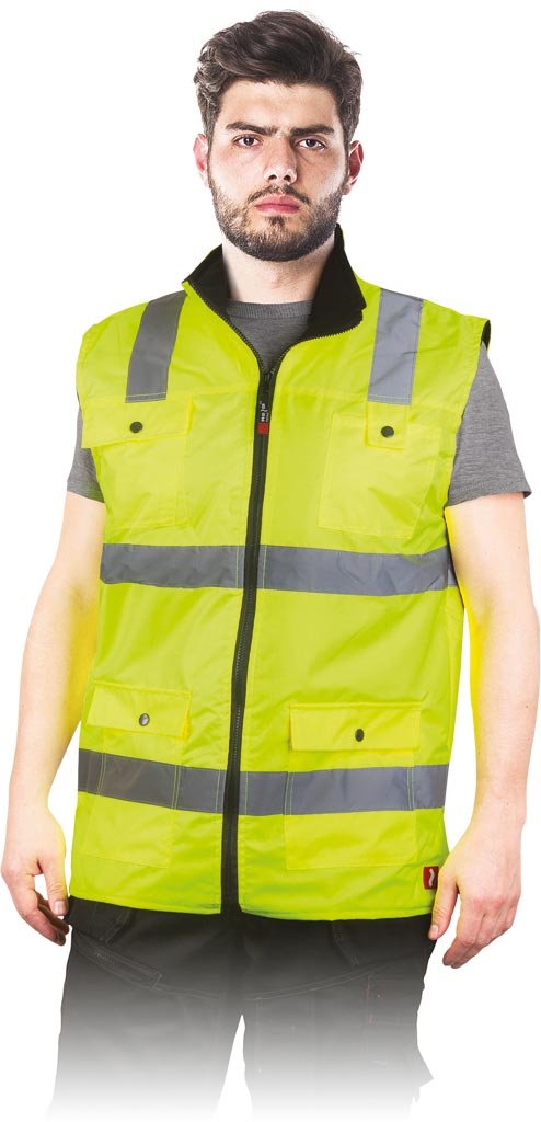 Reis CITRON - Bezrękawnik ostrzegawczy, pasay odblaskowe, ocieplany polarem - M-3XL.