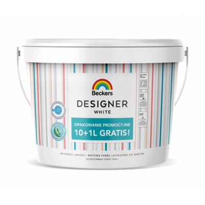 Farba lateksowa Beckers Designer white 10 l +10% GRATIS