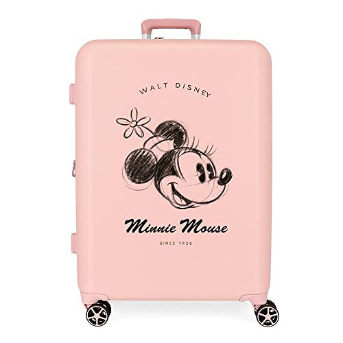 Disney Minnie You Are Magic Walizka średniej wielkości Nude 48x70x26 cms Twarde mocowanie ABS Wbudowany 88L 3,98 kg 4 Koła Podwójne, Różowy, Talla única, średnia walizka