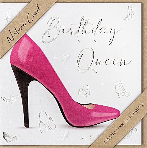 Kartka urodzinowa Nature Card Handmade - but Birthday Queen 15,5 x 15,5 cm