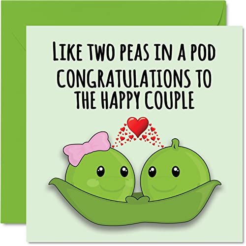Kartki ślubne dla panny młodej i pana młodego, groszek w strąku, kartki z życzeniami ślubnymi z życzeniami, gratulacje, dobra robota, kartka z życzeniami dla par, 145 mm x 145 mm
