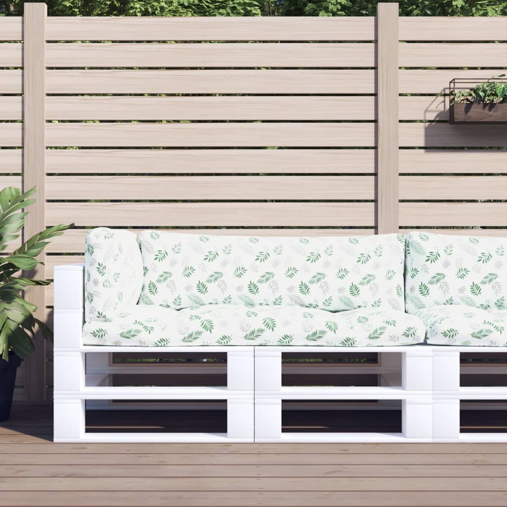 Poduszki na palety, 3 szt., wzór w liście, tkanina Oxford