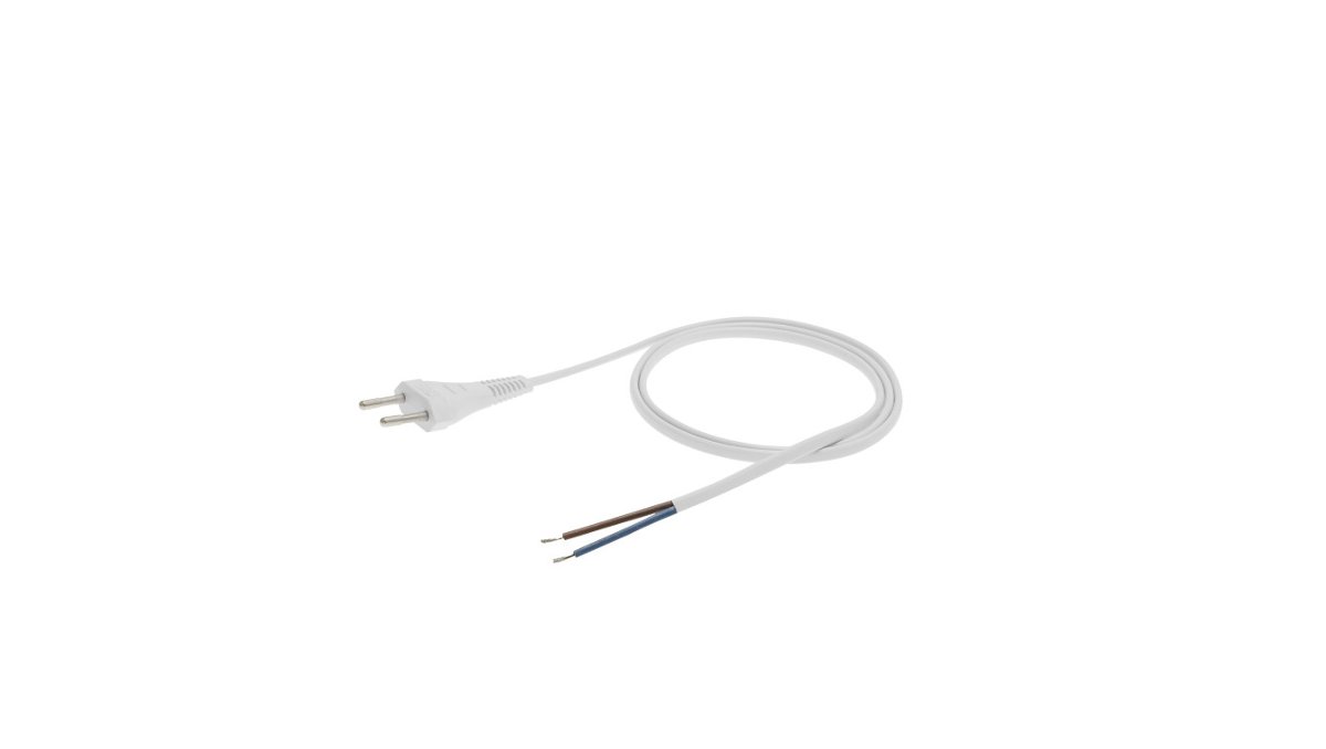 Elgotech Przewód z płaską wtyczką b/u H03VVH2-F 2x0,5 biały S-13-0,5-2-1 /2m/ S-13-0,5-2-1