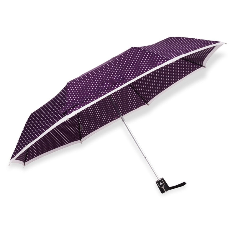 Parasol damski Doppler Fiber Graphics automatyczny składany fioletowy w kropki
