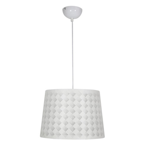 Biała lampa wisząca z abażurem w kratę 4X V050 G5-E53