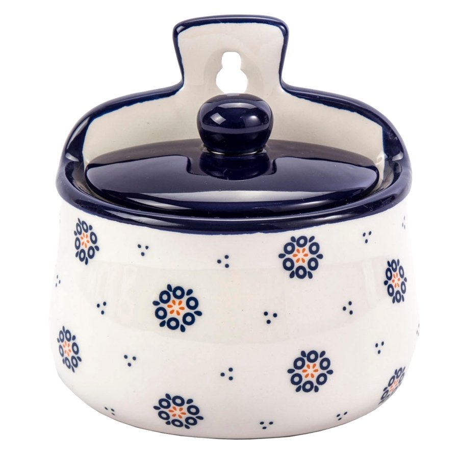 Tadar Pojemnik Na Sól I Cukier Wiszący Ceramiczny Folklor Kółka Beżowy 0,4 L