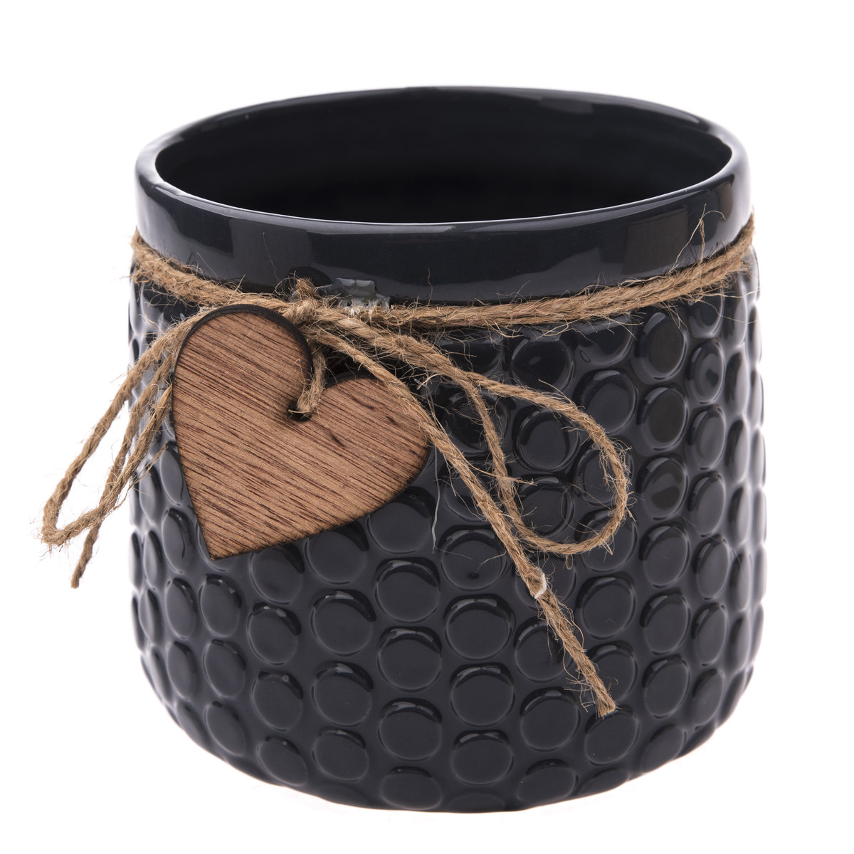 Dakls Osłonka ceramiczna Serca 12,5 x 13 x 13 cm (ciemno szara)