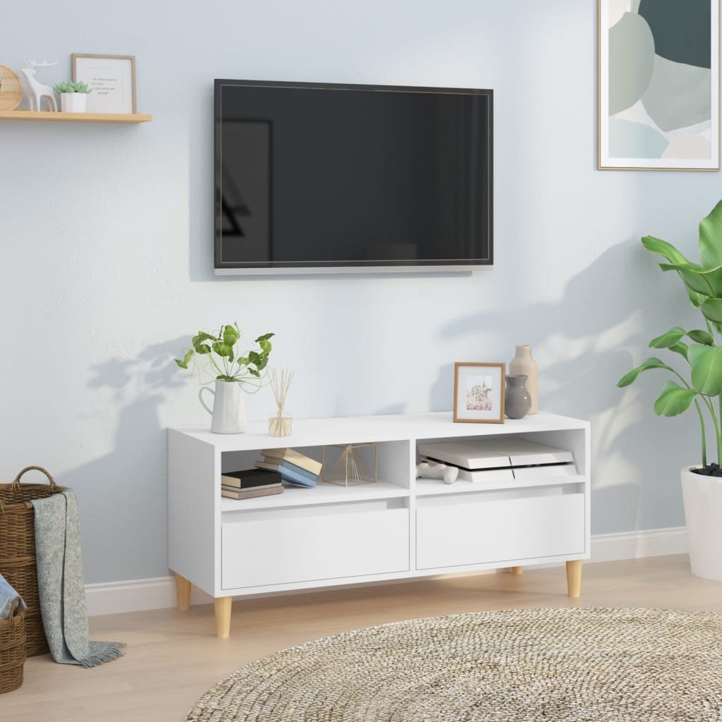 vidaXL Szafka pod TV, biała, 100x34,5x44,5 cm, materiał drewnopochodny