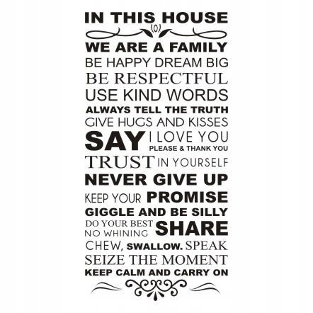 Napis na ścianę naklejka dom - In This House - 181, 200x100 cm